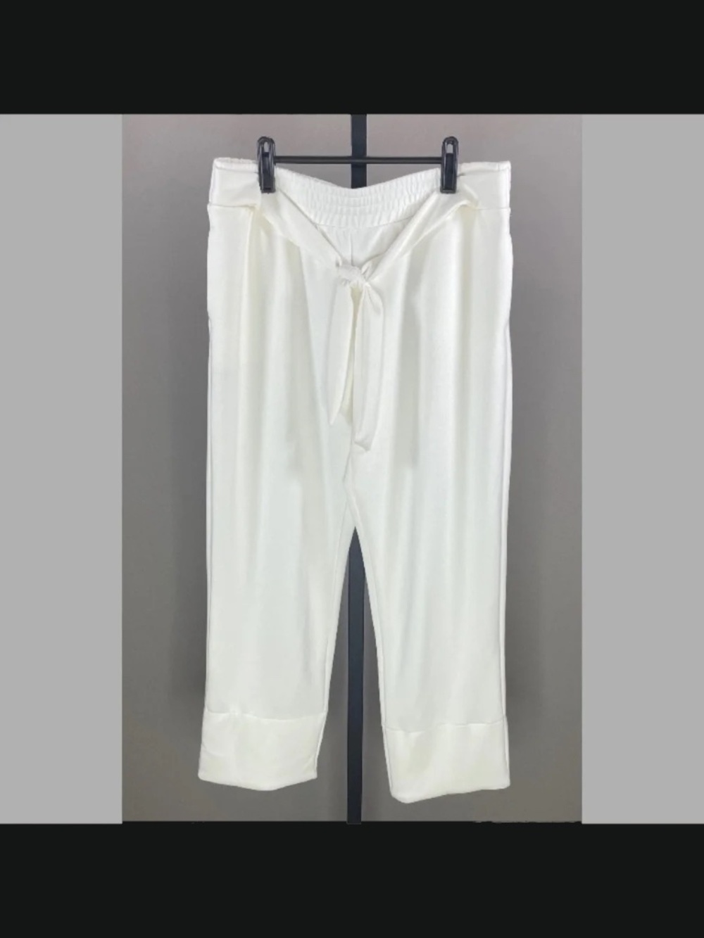 NEW Tahari Pants Womens Large off white straight leg crop pull on lounge casual
